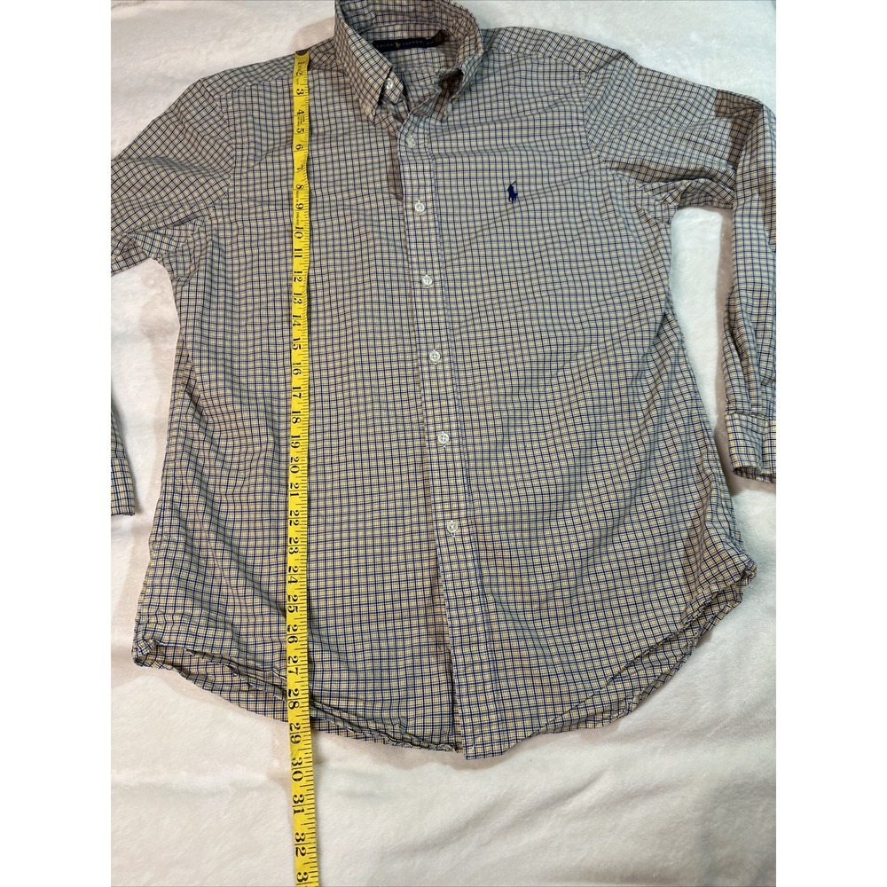 Ralph Lauren Mens M Classic Fit Blue Yellow Check Button Down Long Sleeve Shirt - Picture 8 of 12